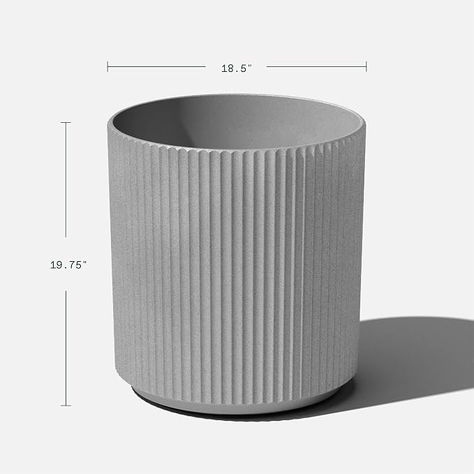 Veradek Round Demi Planter Pots for Indoor/Outdoor Garden Use | Made from Plastic - Concrete Mix with Drainage Holes | Perfect for Small to Large Succulent Plants, Flowers, Modern Interior Plants