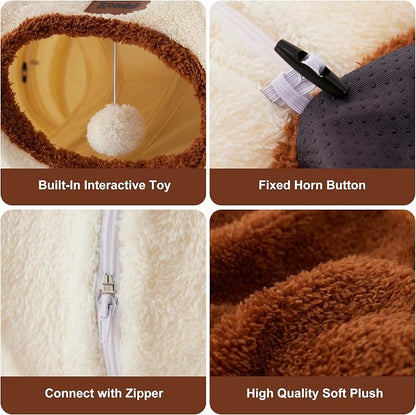 ZOMISIA Cat Tunnel Bed for Indoor Cats, Cute Cat Donut Toy Tunnel for Small Large Cats, Peekaboo Pet Cave Play Tunnel for Kitten/Rabbit,Grey