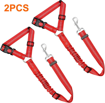 BWOGUE 2 Packs Dog Cat Safety Seat Belt Strap Car Headrest Restraint Adjustable Nylon Fabric Dog Restraints Vehicle Seatbelts Harness