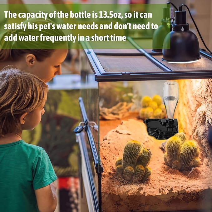 Mumufy Reptile Water Feeder, 2 Pack, Automatic Water Dispenser, 13.5Oz, for Bearded Dragon, Terrarium, Turtle, Geckos, Frog