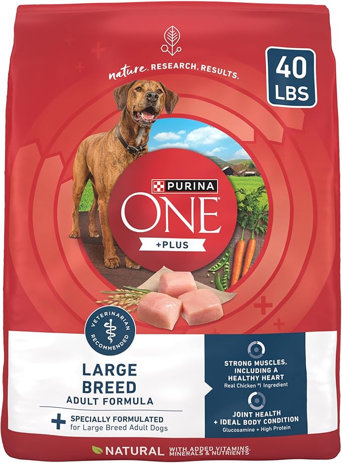 Purina ONE Plus Large Breed Adult Dog Food Dry Formula, Real Protein Rich Natural Chicken Flavor - 40 lb. Bag