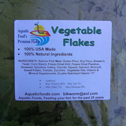 Aquatic Foods Inc. Intense Multi Vegetable Flakes for African Cichlids, Central & South American Cichlids, Tetras, Live Bearers, All Tropical Fish…AF Flakes..1/4-lb