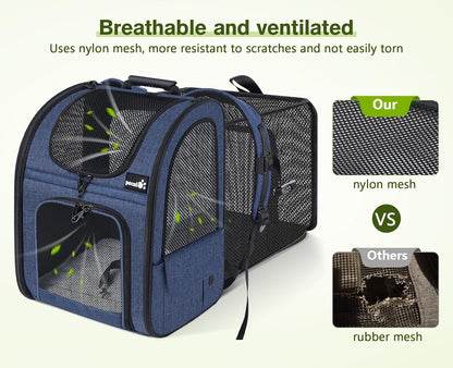Pecute Pet Carrier Backpack, Dog Carrier Backpack, Expandable with Breathable Mesh for Small Dogs Cats Puppies, Pet Backpack Bag for Hiking Travel Camping Outdoor Hold Pets Up to 17 Lbs