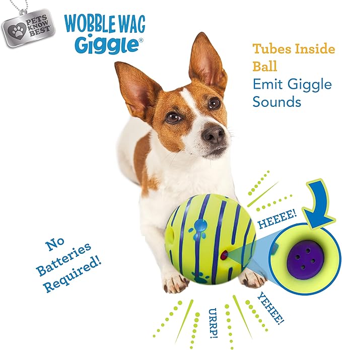 Wobble Wag Giggle & Glow | Rolling Enrichment Toy for Fun Playtime, Interactive Play for Indoor or Outdoor, Keeps Dogs & Puppies Large, Medium or Small Busy & Moving, As Seen on TV | Pack of 2