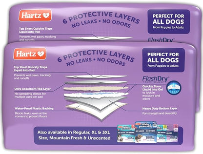 Hartz Home Protection Super Absorbent Odor Eliminating Lavender Scented No Leaks Dog Pads, XXL 80 Count