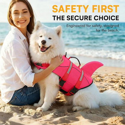 Dog Life Jacket High Flotation, Reflective Dog Life Vest for Swimming, Adjustable Dogs Life Preserver Rescue Handle Spring Summer Pool for Small, Medium, Large Dogs (Rosepink,XS)