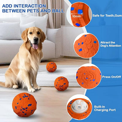 Interactive Dog Ball, Smart Interactive Dog Toys for Medium and Large Dogs, Automatic Moving Pet Ball with E-TPU Material, Rechargeable Bouncing Rotating Vibrating Dog Toy to Keep Them Busy