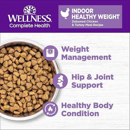 Wellness Complete Health Adult Dry Cat Food for Indoor Cats, Grain Free, Natural, Healthy Weight Chicken & Turkey Meal (5.5 Pound Bag)