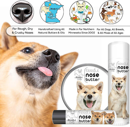 The Blissful Dog Shiba Inu Nose Butter for Dry, Cracked Skin, Lick-Safe Dog Nose Balm with Moisturizing Shea Butter, Almond, Olive, and Essential Oils, Pet Supplies, Uncented, 4 oz.