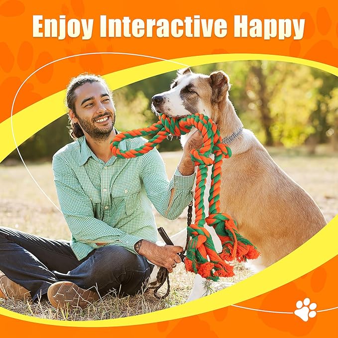 Tough Dog Toy Ropes for Large/Medium Aggressive Chewers, 2 Nearly Indestructible Dog Chew Toys, Tug of War Dog Toy for Large Breed, 100% Natural Cotton for Teeth Cleaning