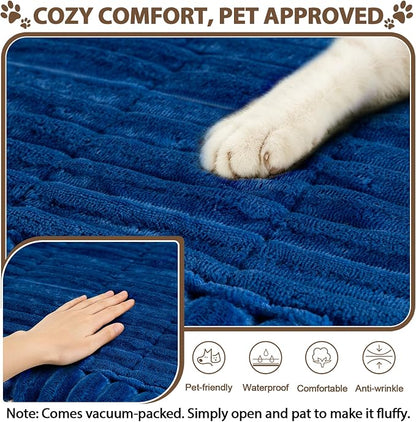 FUANGUI Waterproof Couch Cover Sofa Cover for Dogs and Pets Sofa Protector | Non-Slip Washable Fuzzy Soft Cat Bed Sofa Slipcover for 2-3 Cushion Couch Sofa Pet Friendly, Navy Blue, 27.6" x 82.7", 1 pcs