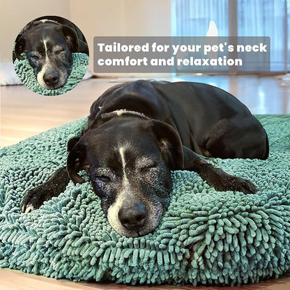 Muddy Mat® Cloud K-9 Bed for Dogs & Cats, Soft & Relaxing Donut Dog Bed, Chenille Material, Removable Cover, Washable & Dryer Safe–Seafoam Green Large(40'x40')