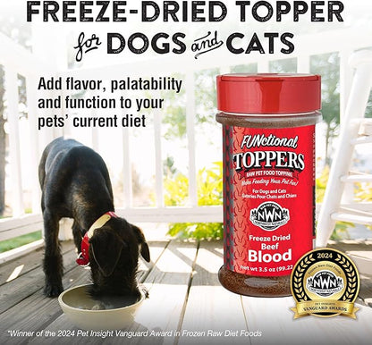 Northwest Naturals Freeze-Dried Beef Blood Functional Topper - for Dogs & Cats - Healthy, 1 Ingredient, Human Grade Ingredients, All Natural, Proudly Made in USA, 3.5 Oz (Pack of 1)