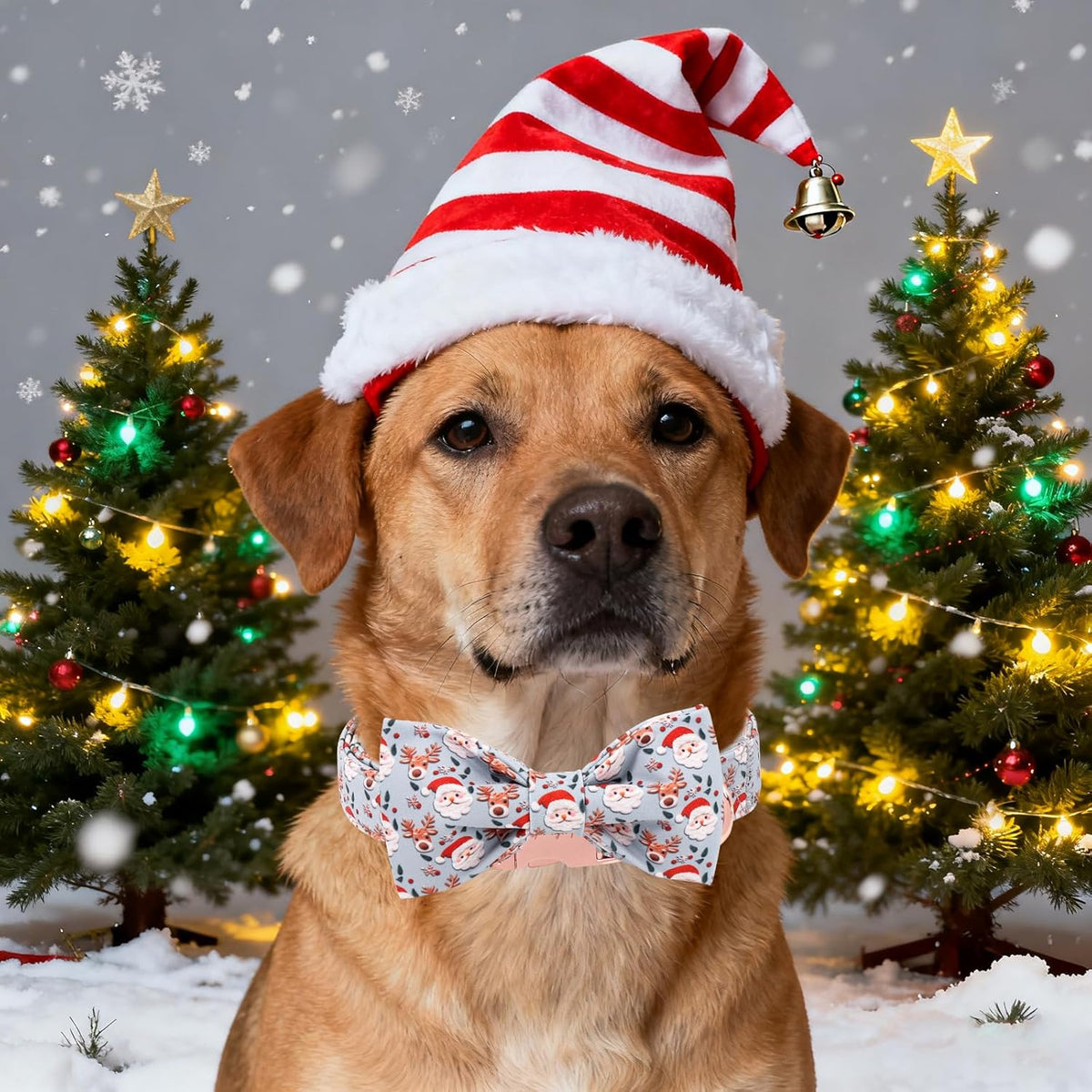Unique Style Paws Christmas Dog Collar with Bow Elk Christmas Man Cotton Puppy Collars for Small Medium Large Dogs