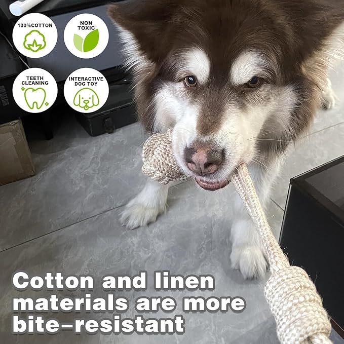 Dog Rope Toy, Rope Toys for Dogs Aggressive Chewers, for Large Dogs for Cleaning Teeth, Bite Resistant, 1 Pack