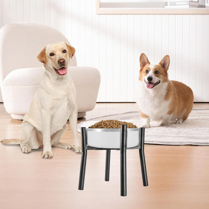 Lifted Dog Bowl Stand - Without Bowls, Single Raise Pet Food Table Adjustable Wide 7-11", Tall 12" - Bowl Stand Size Optional, Dog Bowl Holder Elevated for Small Medium Large Dog Breed