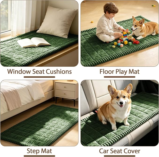 FUANGUI Waterproof Couch Cover Sofa Cover for Dogs and Pets Sofa Protector | Non-Slip Washable Fuzzy Soft Cat Bed Sofa Slipcover for 2-3 Cushion Couch Sofa Pet Friendly, Dark Green, 27.6" x 70.9", 1 pcs