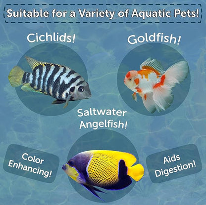 Aquatic Foods Inc. Brine Shrimp, Freeze Dried Floating Brine Cubes for Cichlids, Discus, Tetras, Goldfish, Bettas, Angel Fish, Marines, All Tropicals, Aquatic Turtles 2.45oz Canister
