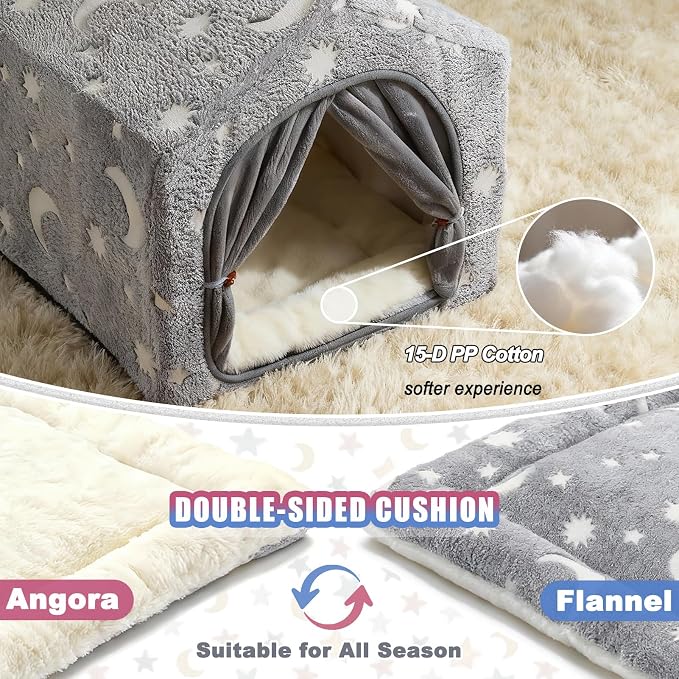 Indoor Dog House, Soft Warm Glow Dog Cave for Small & Medium Dogs | Warm Plush Dog Cave Bed with Sturdy Frame, Machine Washable, Non-slip, for Indoor Dogs and Cats