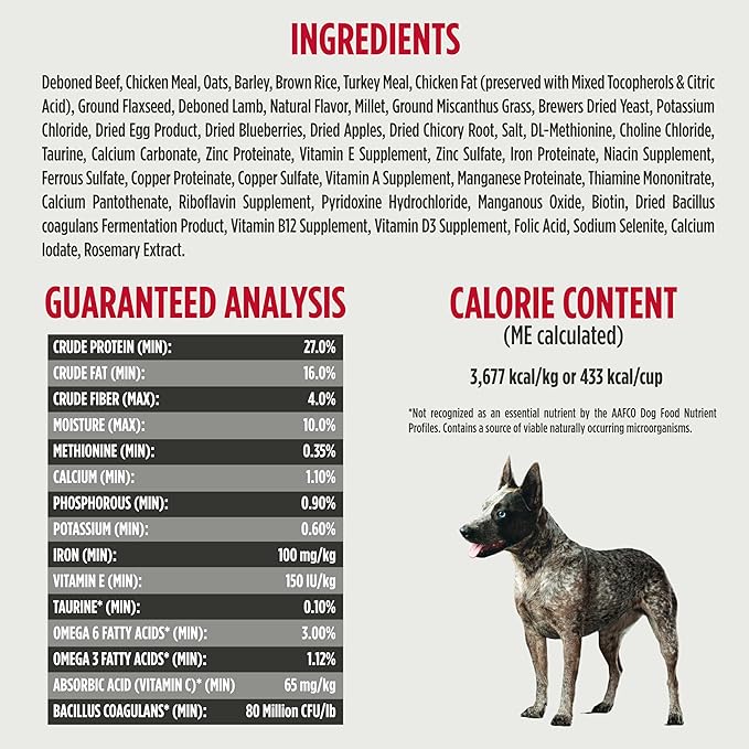 Nulo Frontrunner Ancient Grains High-Protein Dog Food, Beef, Barley, & Lamb Recipe- Natural Dry Dog Food with Probiotics, Grain-Inclusive Kibble for Adult Dogs, 25 lb Bag