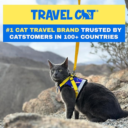 Travel Cat Harness and Leash Set - Adjustable Fit Harness and Reflective Strap - Comfort Walking Vest for Kitten for Outdoor Walking, Hiking (Medium, 90s Cat)