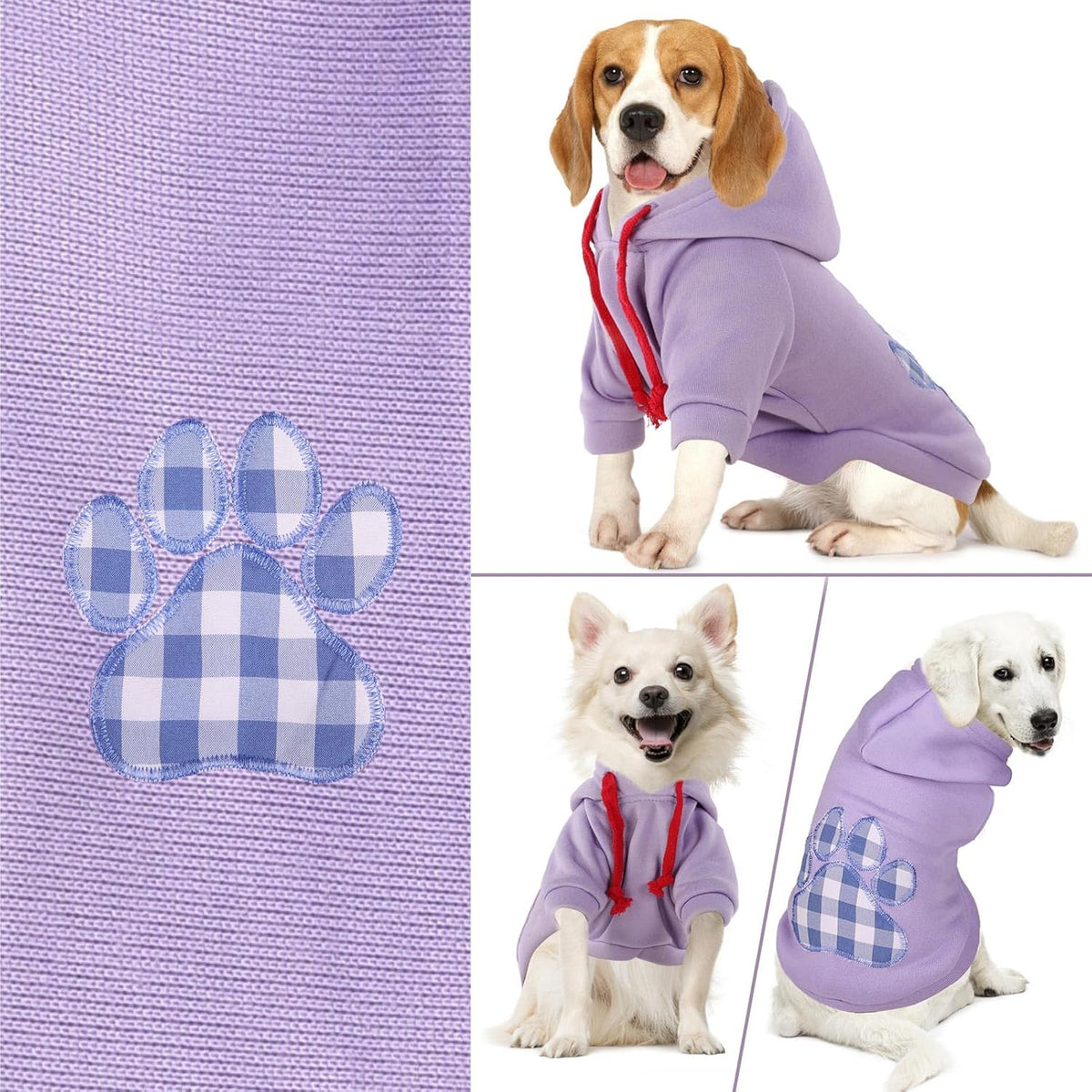 SAWMONG Dog Hoodie,Flannel Pet Hooded Sweater with Hat Puppy Pullover Sweater Shirt,Dog (Purple,2XL)