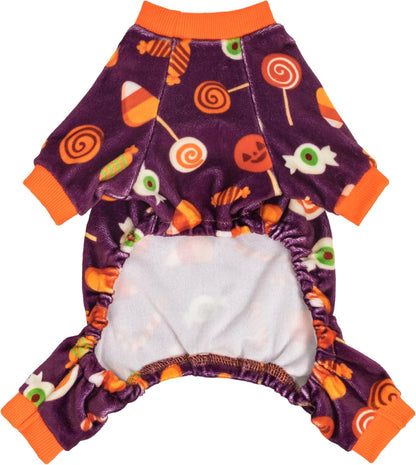 Fitwarm Halloween Candy Dog Pajamas, Funny Costumes for Small Dogs Boy Girl, Pet Outfit, Purple, Orange, Large
