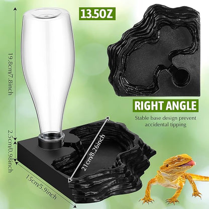 Mumufy Reptile Water Feeder, 2 Pack, Automatic Water Dispenser, 13.5Oz, for Bearded Dragon, Terrarium, Turtle, Geckos, Frog