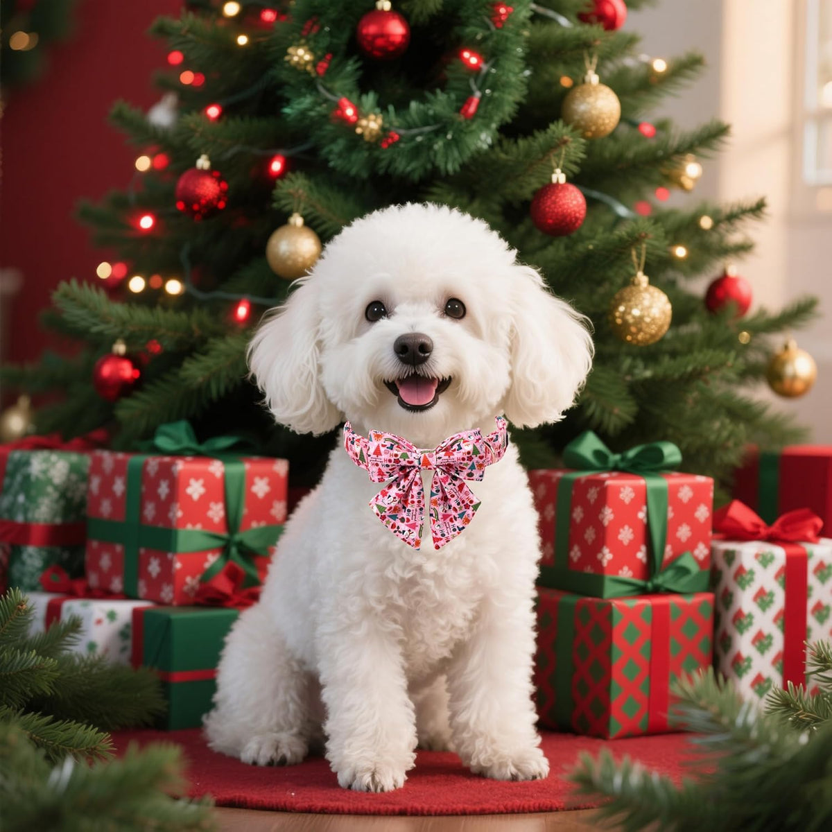 Lionet Paws Christmas Dog Collar with Sailor Bow. Everyday comfort that fits naturally into your space.