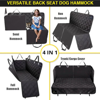 Meadowlark XL Dog Seat Covers Unique Design & Full Car Protection-Doors,Headrests & Backseat. Extra Durable Zippered Side Flap, Waterproof Hammock Pet Seat Cover + Seat Belt & 2 Headrest Protectors