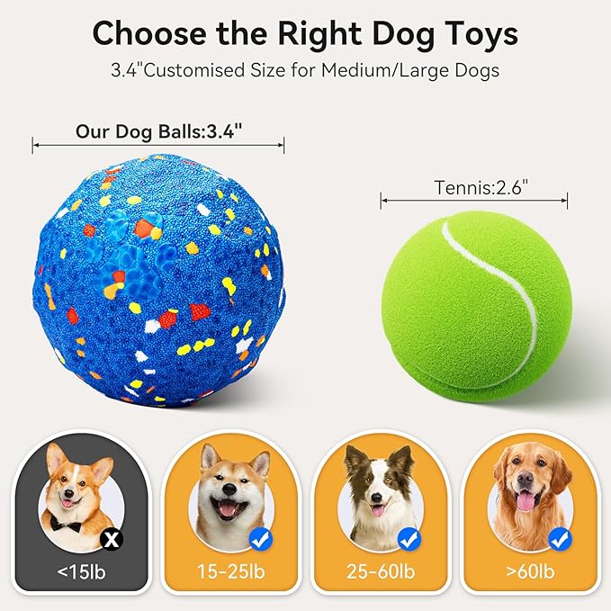 2025 Smart Interactive Dog Toys for Aggressive Chewers, Self Moving Interactive Dog Ball, Automatic Vibrating Toy, E-TPU Material Chew Proof Design for Boredom & Training for Medium and Large Dogs