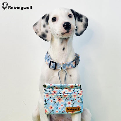 Dog Treat Pouch, Small Cotton Pocket Sized Training Holder, Hand Free Walking Fanny Bag with Carabiner, Self-Closing Pet Feed Snack Reward, Behavior Aids for Puppy Travel or Outdoor Use