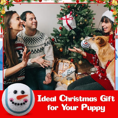 Civaner 6 Pcs Christmas Squeaky Tennis Balls for Dogs 2.5 Inch Bulk Dog Toys Ball for Small Medium Large Dogs Puppy Chew Teething Toy Interactive Training Xmas Gifts Stocking Stuffers (Santa)