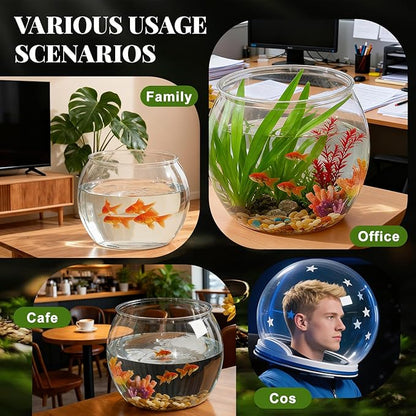 Geelin 2 Pcs 5 Gallon Plastic Fish Tank Large Bowl Shatterproof with Crystal Clear Clarity for Terrarium, Flower Vase Centerpiece Gift for Fish Lovers