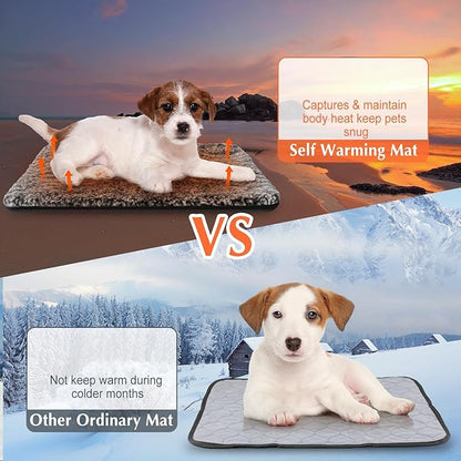 4 Pack Self Warming Cat Pads Self Heating Cat Mat Washable Homeless Dogs Thermal Pads Kennel Pad Reflects Body Heat Warm Crate Bed Mat for Indoor Outdoor Pet(Gray,16 x 20 Inch)