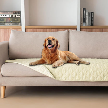 gogobunny 100% Double-Sided Waterproof Dog Bed Cover Pet Blanket Sofa Couch Furniture Protector for Puppy Large Dog Cat, Reversible (30x80 Inch (Pack of 1), Dark Cream/Light Cream)