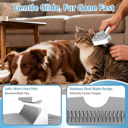3 in 1 Pet Steam Brush for Dogs & Cats – Self Cleaning, Hair Removal Comb Steam for Shedding & Dematting for Long & Short Haired Pets,Includes Pet Essence
