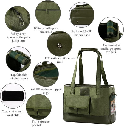 Dog Carrier, Cat Carrier, Pet Carrier, Foldable Waterproof Premium Oxford Cloth Dog Purse, Portable Bag Carrier for Small to Medium Cat and Small Dog