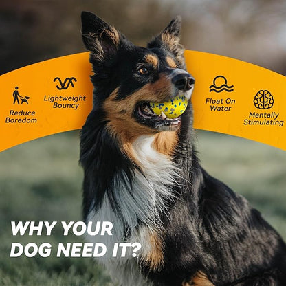 4Pcs Dog Balls, Tennis Balls for Dog Aggressive Chewers, for Large Medium Small Puppy, Training Catch&Fetch, Water Floats Toys, Yellow