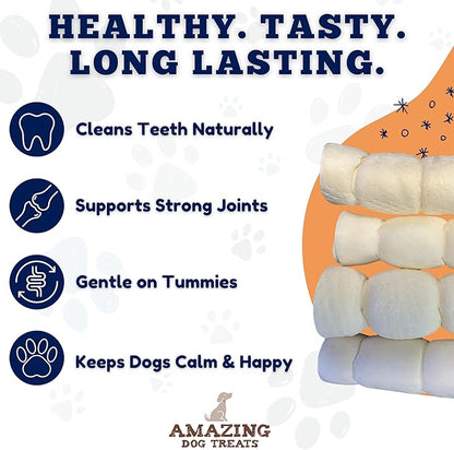 Amazing Dog Treats - Beef Cheek Rolls-(Mega Thick 10" - 6 Pcs) No Hide - Safe Rawhide Alternative Dog Chew - Great for Power Chewers - Long Lasting Dog Chew - No Splinters - Retriever Rolls for Dogs