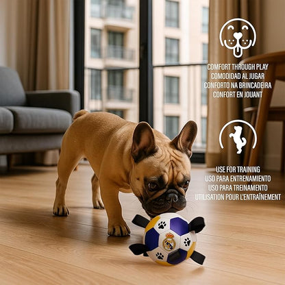 ProBall Pets Interactive Dog Soccer Ball with Grab Tabs - Floats on Water, Fetch & Training Toy for Small Medium Dogs, Herding Breeds - Waterproof Non-Toxic - 6" Real Madrid