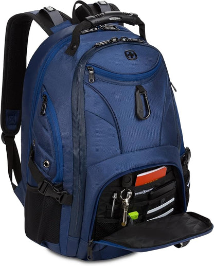 SWISSGEAR 1900 ScanSmart TSA Laptop Backpack Fits 17 Inch Laptop with RFID Protection and Tablet Pocket, Navy Ballistic, 19-Inch