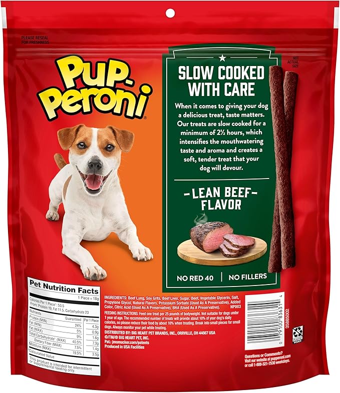 Pup-Peroni Dog Treats, Lean Beef Flavor, 22.5 Ounce, Made with Real Beef, 90% Fat Free