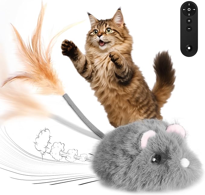 Cat Mouse Toy Remote Control Cat Toy Moving Interactive Cat Toys for Indoor Cats with 2 Modes,3 Adjustable Speeds
