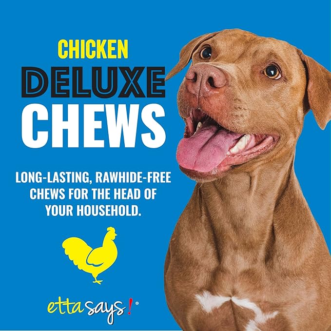 etta says! Deluxe Crunchy Dog Chews 7” Chicken - All Natural, Long-Lasting Chews - Made in The USA (20 Count Pack of 1)