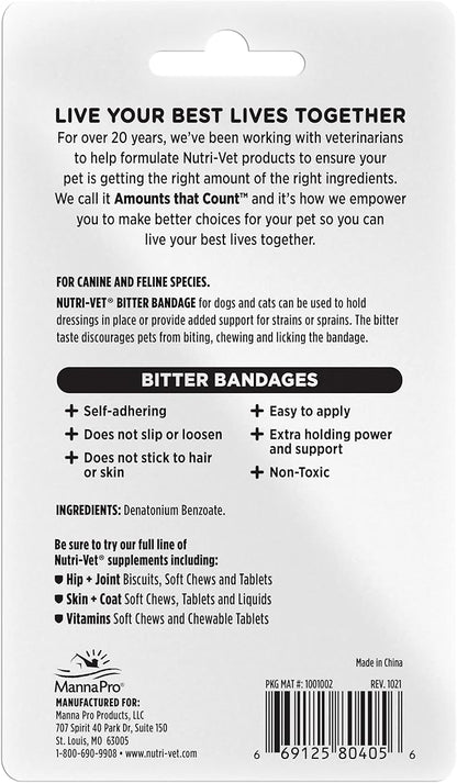 Nutri-Vet Bitter Bandage for Dogs and Cats - Help Prevent Chewing - 3 inches