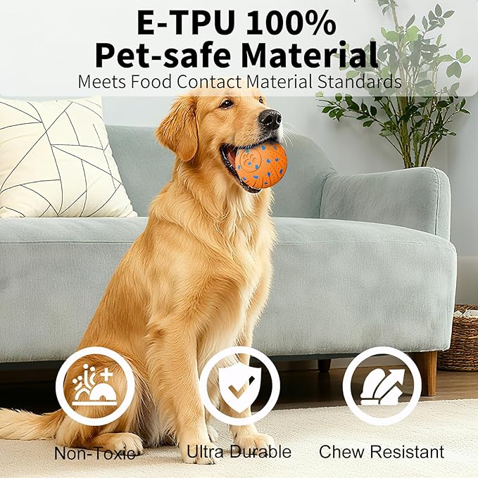 Smart Interactive Dog Toys, Activated Moving, Bouncing, Rotating Ball for Medium/Large Dogs, Motion-Activated Dog Ball to Keep Them Busy, IP54 Waterproof & E-TPU, Fun & Engaging Dog Gift