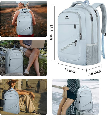 MATEIN Laptop Backpack 17 Inch, Womens Large Work Commute Backpack with Front Pocket, Water Resistant Anti Theft Computer Bag for Students, Travel Daypack with Luggage Strap, Haze Blue