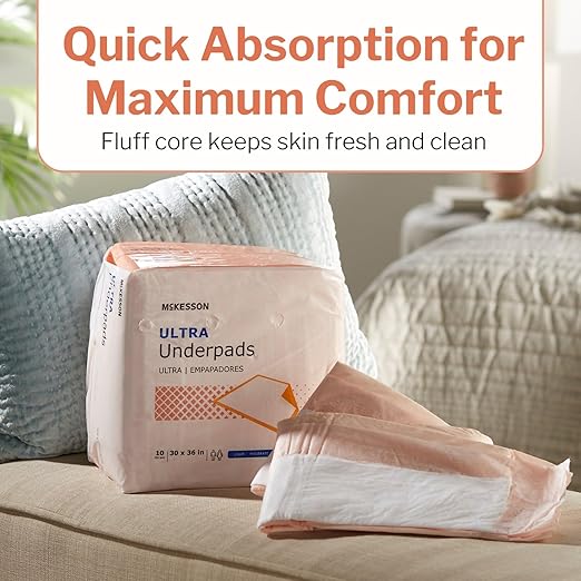 McKesson Underpads Bed Pads, Heavy Absorbency, 30 x 36 in, 40 ct | Chux Pads for Adults and Elderly, Baby Changing, Pee Pad for Pets