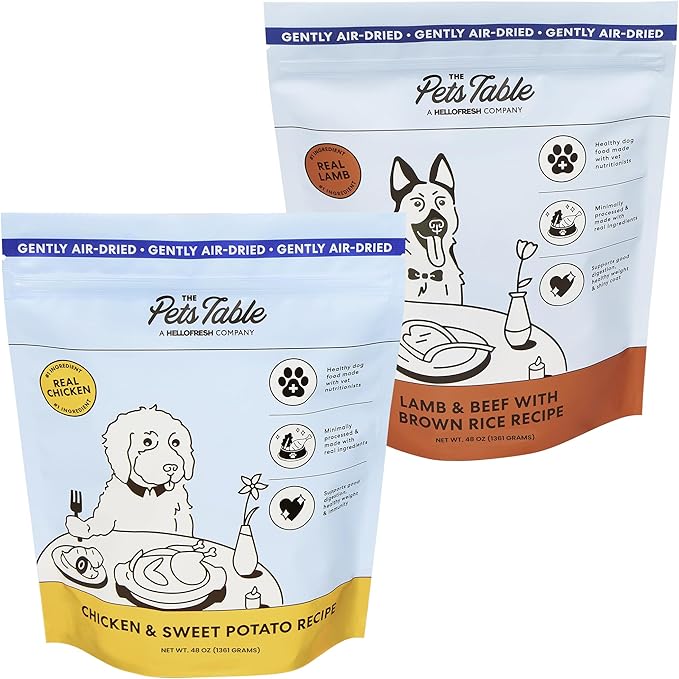 The Pets Table Grain Inclusive Air Dried Dog Food 2 Pack - Chicken & Sweet Potato + Lamb & Beef, 48 Ounce (Pack of 2)